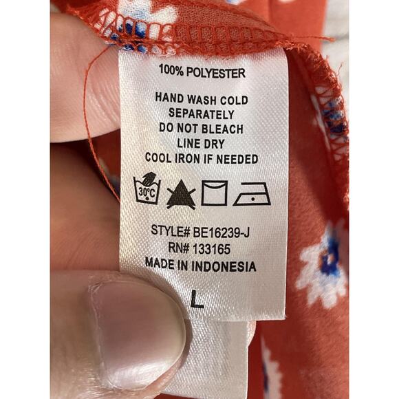 Everleigh Blouse Womens Large Red Floral Daisy Print Sleeveless Tank Top Flowy - Picture 6 of 7